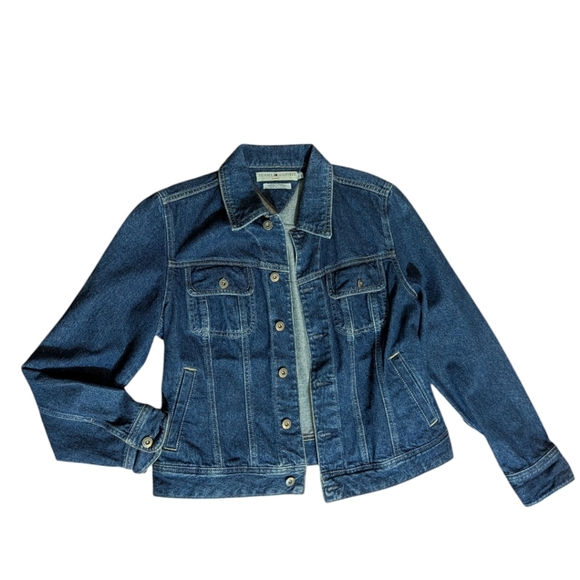 Tommy Hilfiger Jean Jacket Y2K Classic Denim Blue Trucker Jacket Unisex Sz L - Picture 7 of 12